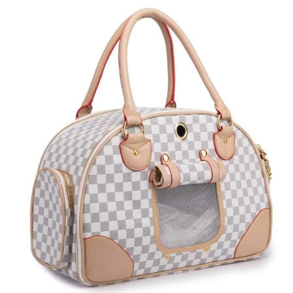 Checkered pet carrier Bag